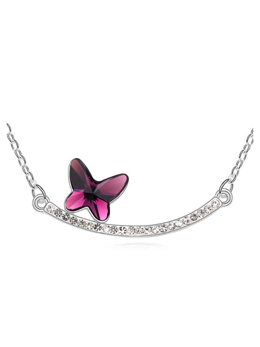 Purple Fashion Shiny Cubic austrian Crystals Butterfly Pendant Alloy Necklace
