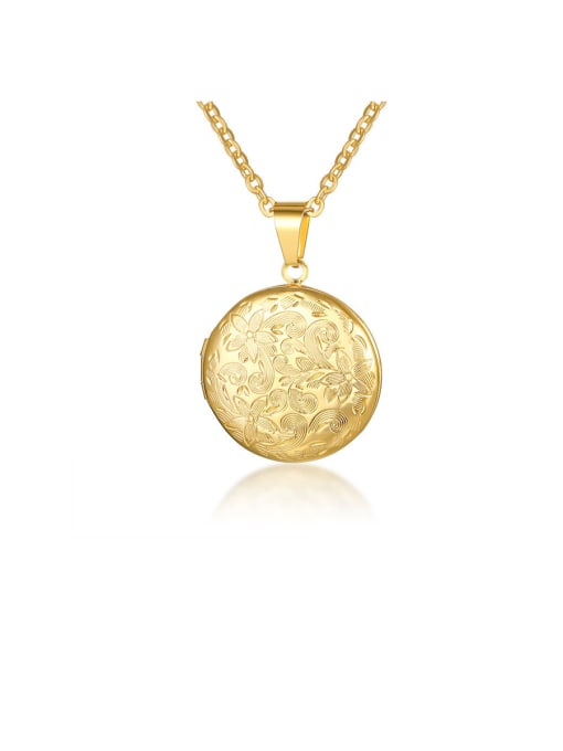 CONG Stainless Steel With Gold Plated Simplistic Round Pattern Necklaces 0