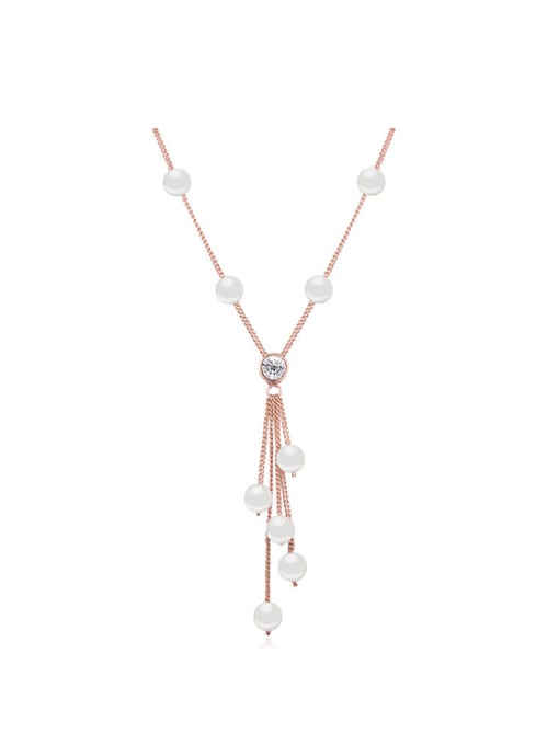QIANZI Fashion Imitation Pearls-accented Alloy Necklace 0