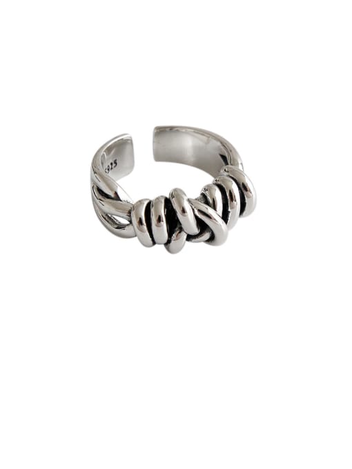 DAKA 925 Sterling Silver With Antique Silver Plated Weaving Winding Free Size Rings 0