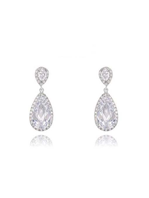 Platinum Luxury Water Drop Shaped Austria Crystal Drop Earrings