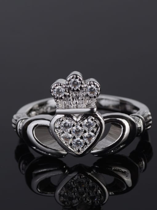 KENYON Personalized Cubic Zirconias Heart-shaped Crown Copper Ring 2