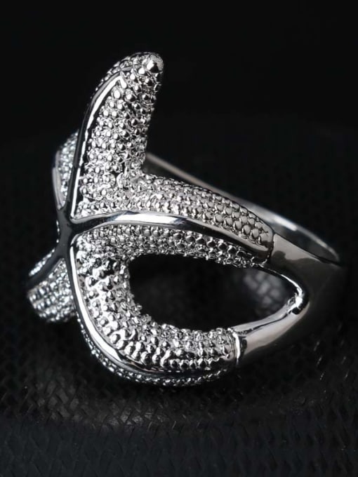Gujin Personalized Exaggerated Starfish Silver Plated Alloy Ring 3