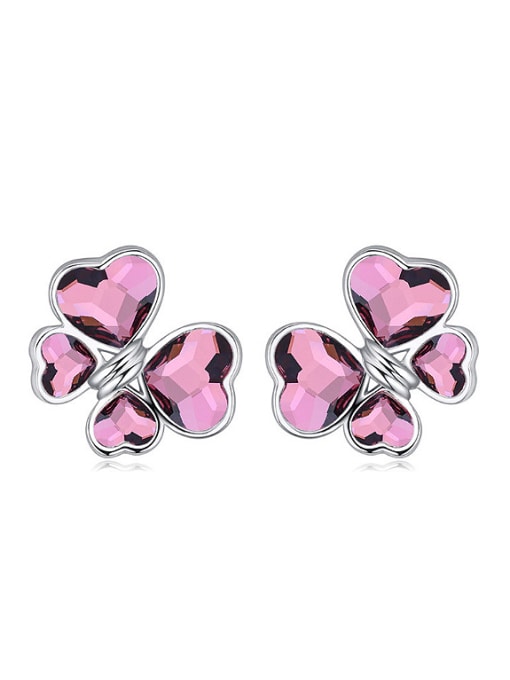 QIANZI Fashion Heart austrian Crystals Alloy Stud Earrings 2