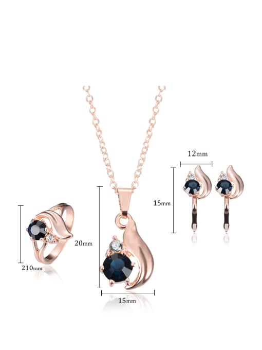 BESTIE Alloy Rose Gold Plated Fashion Stones Three Pieces Jewelry Set 3