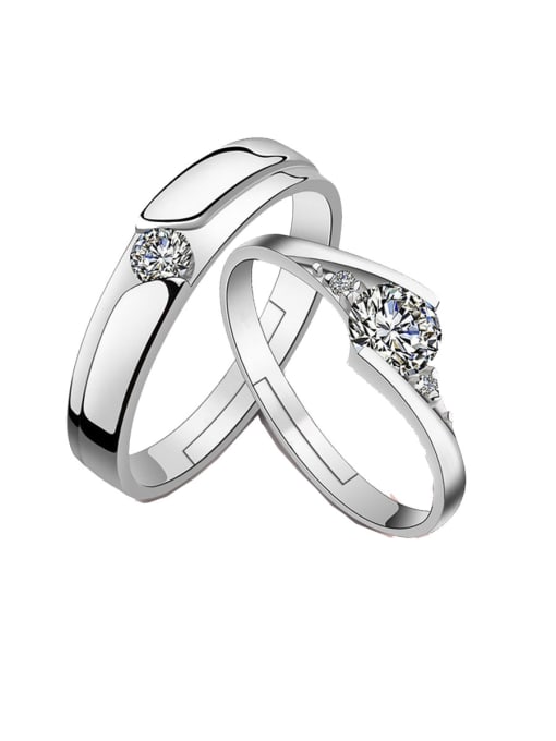 Dan 925 Sterling Silver With Cubic Zirconia Simplistic  loves  Band Rings 1