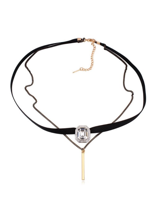 QIANZI Fashion Double Chain austrian Crystal Alloy Necklace 1