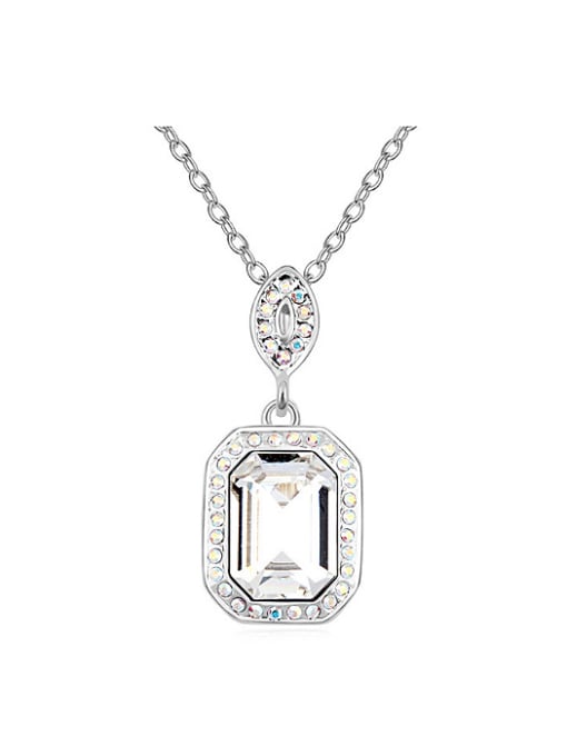 QIANZI Simple austrian Crystals Pendant Platinum Plated Necklace 0