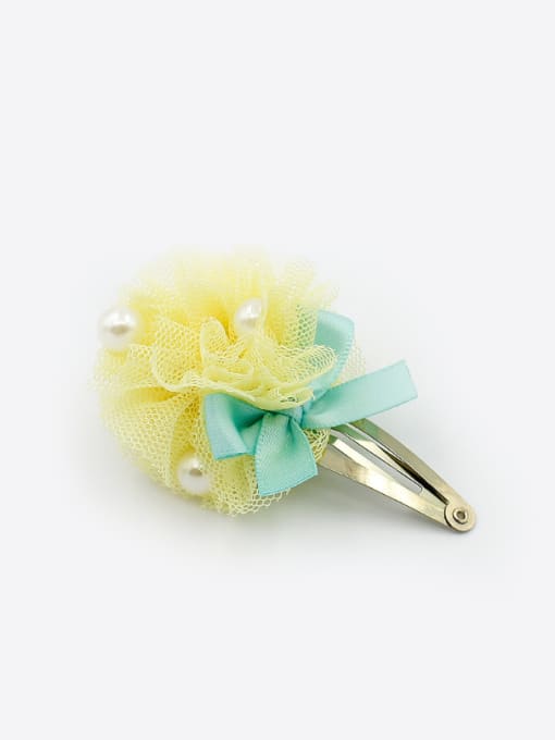 Lemon Yellow Yarn Flower Hair clip