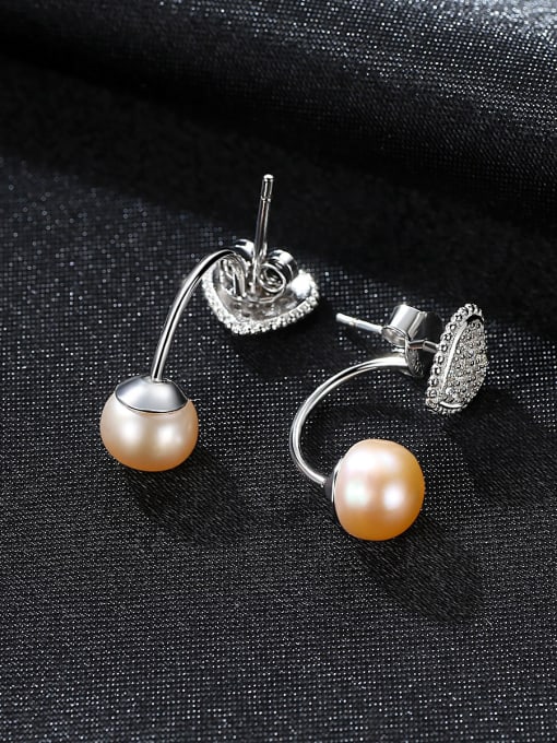 CCUI Sterling Silver with AAA zircon and natural pearl earrings 2