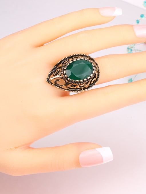 Gujin Retro style Oval Resin stone Water Drop Alloy Ring 1