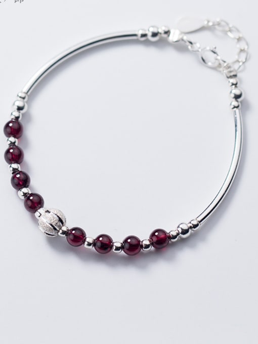 Rosh Simple garnet 925 silver bracelet 1