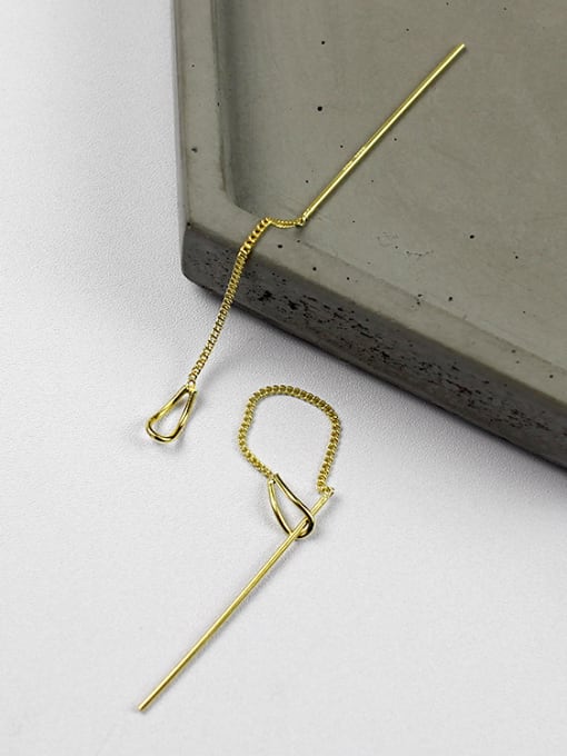 DAKA Simple Slim Chain Silver Gold Plated Line Earrings 2