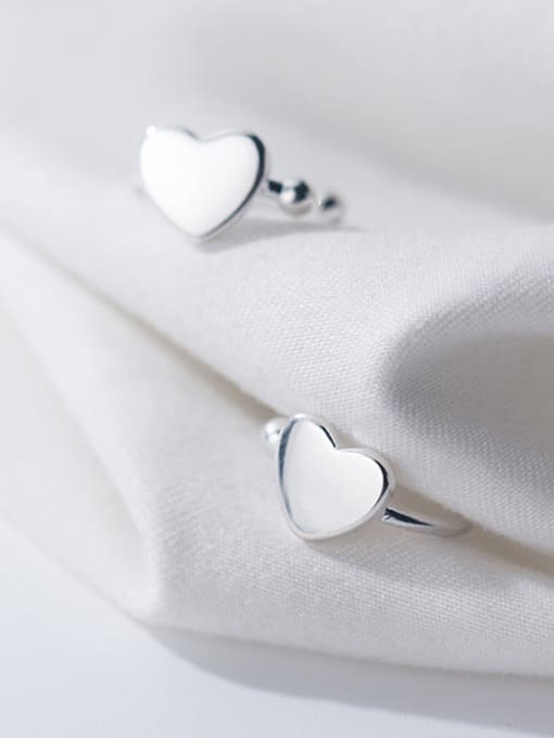 Rosh 925 Sterling Silver With Silver Plated Simplistic Heart Clip On Earrings 1