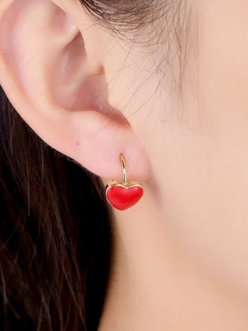 OUXI Elegant 18K Gold Heart-shaped Zircon stud Earring 1