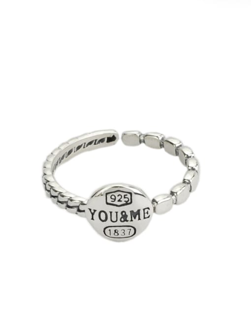 SHUI Vintage Sterling Silver With Antique Silver Plated Round Smear Monogrammed Midi Rings 0