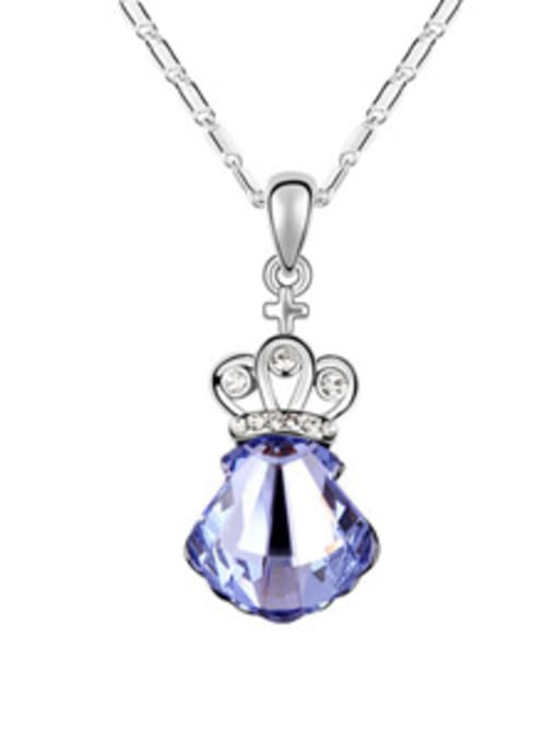 QIANZI Simple Little Crown Shell-shaped austrian Crystal Alloy Necklace 1