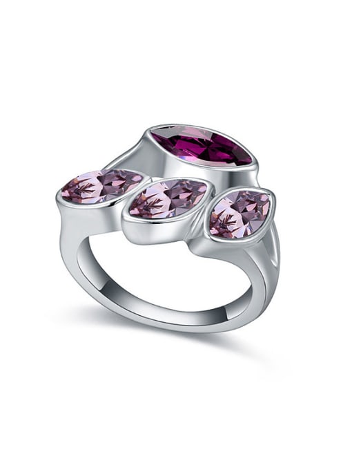 purple Personalized Four Marquise austrian Crystals Alloy Ring