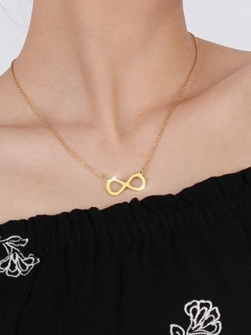 CONG All-match Gold Plated Number Eight Shaped Titanium Necklace 2