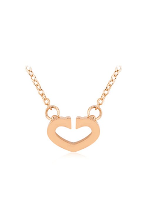 Rose Gold Simple Opening Hollow Heart shaped Necklace