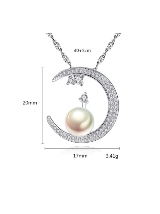 CCUI Pure silver with zircon pearl Moon Necklace 3