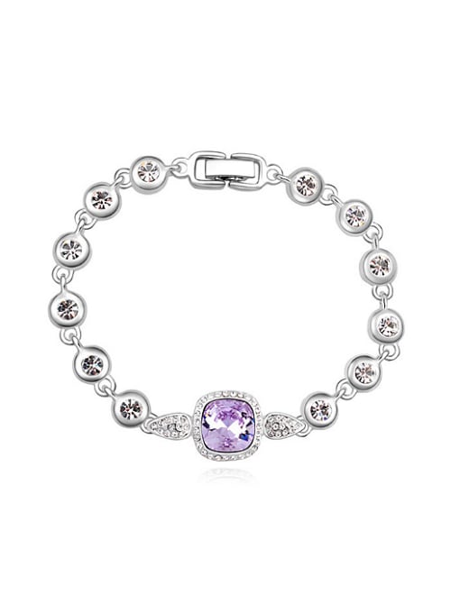 QIANZI Fashion Cubic Square austrian Crystals Alloy Bracelet