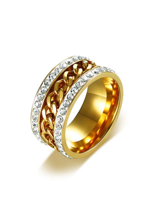 CONG Trendy Gold Plated Geometric Rhinestone Ring 0