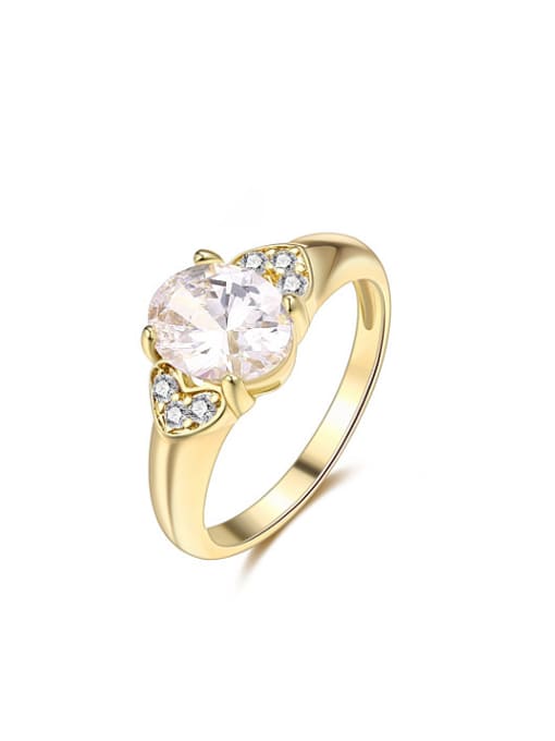 Ronaldo Women Gold Plated Flower Shaped Zircon Ring 0