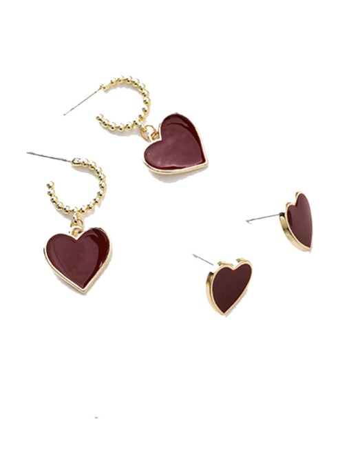 Girlhood Alloy With Gold Plated Simplistic Heart Stud Earrings