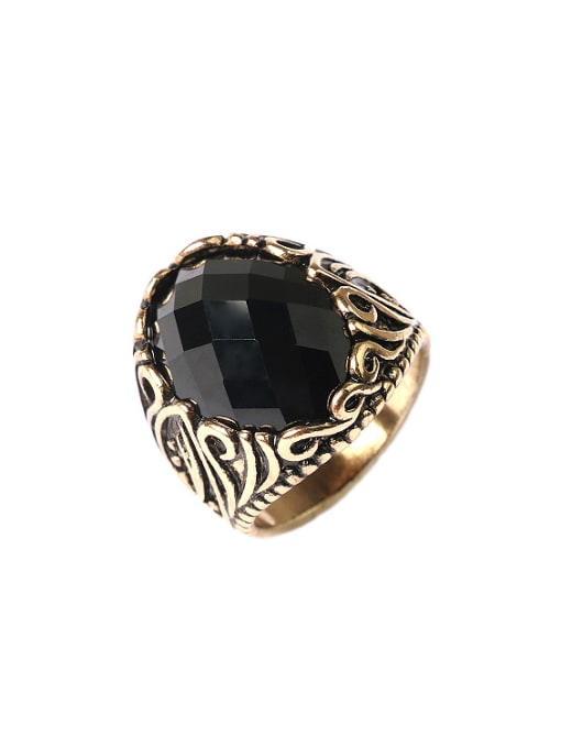 Gujin Personalized Retro Black Resin stone Alloy Ring