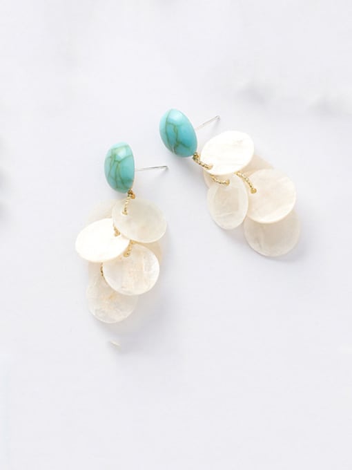 C Marble (blue) Alloy With Rose Gold Plated Personality Charm Drop Earrings
