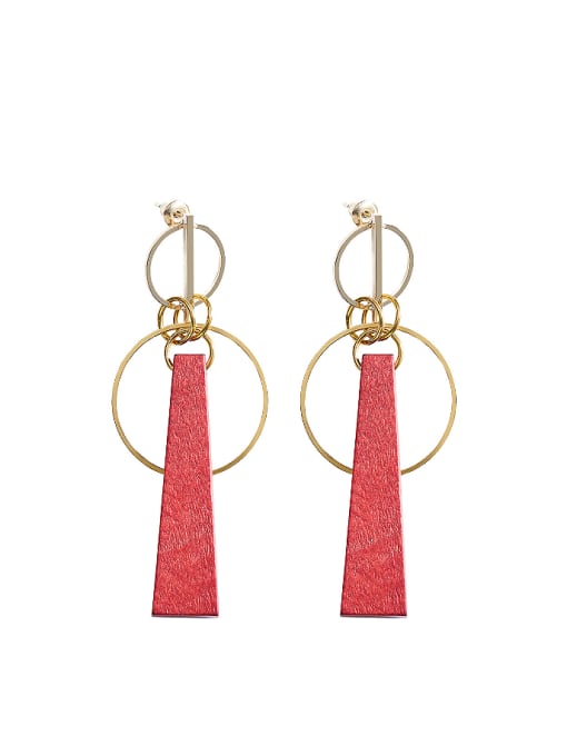 CEIDAI Retro style Hollow Round Red Wood Drop Earrings