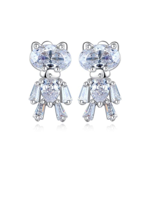 BLING SU Copper With Platinum Plated Cute Jamie Stud Earrings 0