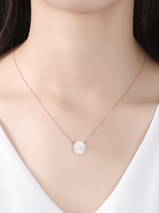 CCUI 925 Sterling Silver With Glossy Simplistic Monogram Round Necklaces 1