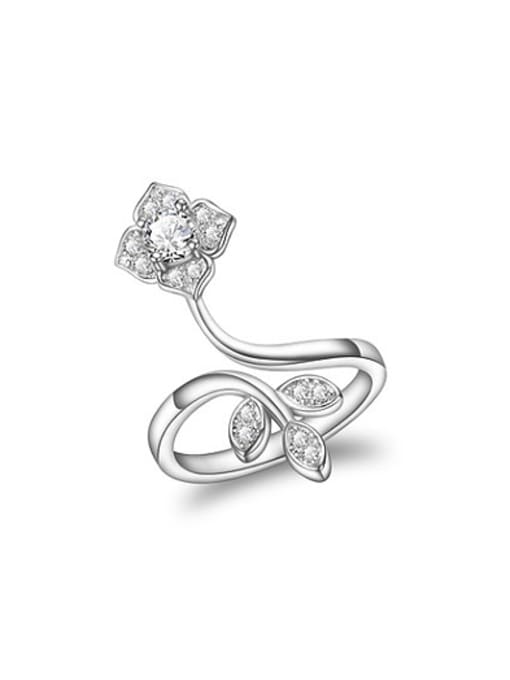 SANTIAGO Women Adjustable Platinum Plated Flower Shaped Ring