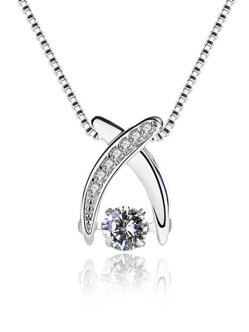 Peng Yuan Fashion X shaped Rotatable Zircon 925 Silver Single Pendant 0