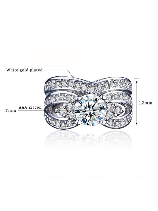 KENYON Fashion Shiny Cubic White Zirconias Copper Lovers Ring 2