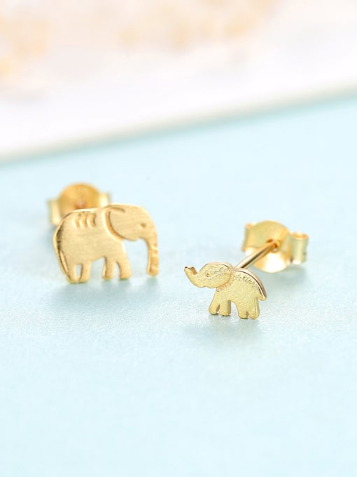 CCUI 925 Sterling Silver With Glossy  Cartoon elephant   Stud Earrings 1