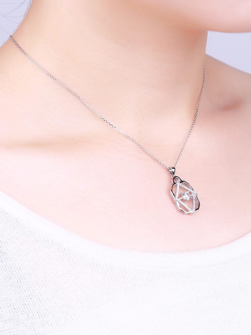 One Silver Hollow Zircon Necklace 1