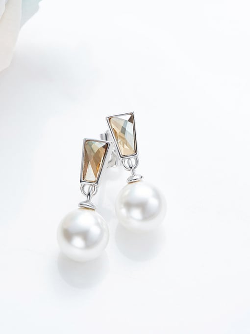 CEIDAI Fashion Freshwater Pearl austrian Crystal Stud Earrings 3