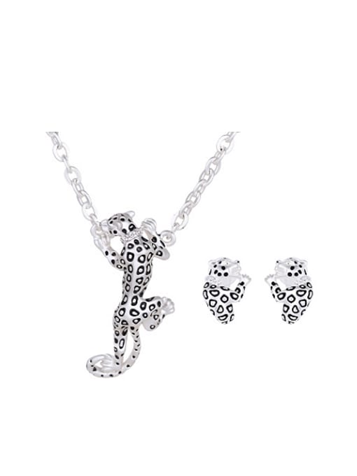 Silver Alloy Silver/Imitation-gold Plated Creative Leopard Two Pieces Jewelry Set