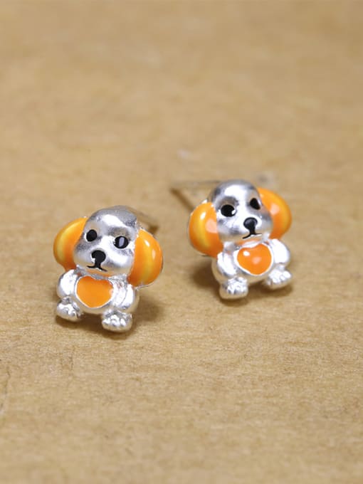 Peng Yuan 925 Silver Little Puppy Dog Glue Stud Earrings 0