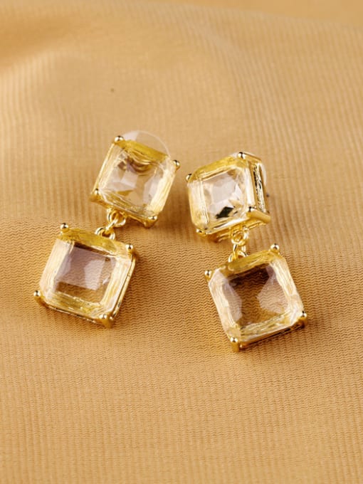 KM Alloy Gold Plated Lucite Crytal drop earring 3