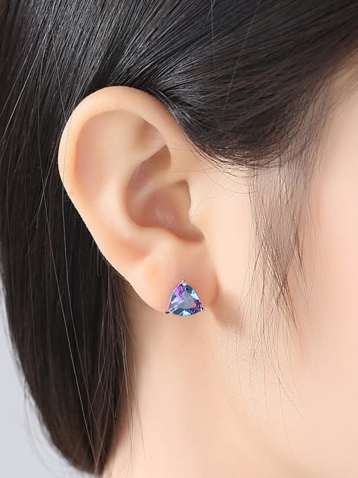 CCUI Sterling silver Rainbow semi-precious stones Triangle earring 1