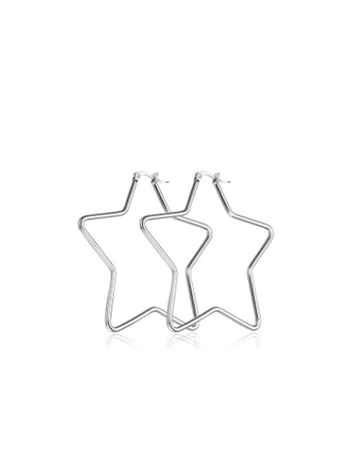 steel Exaggerated High Polished Star Shaped Titanium Drop Earrings