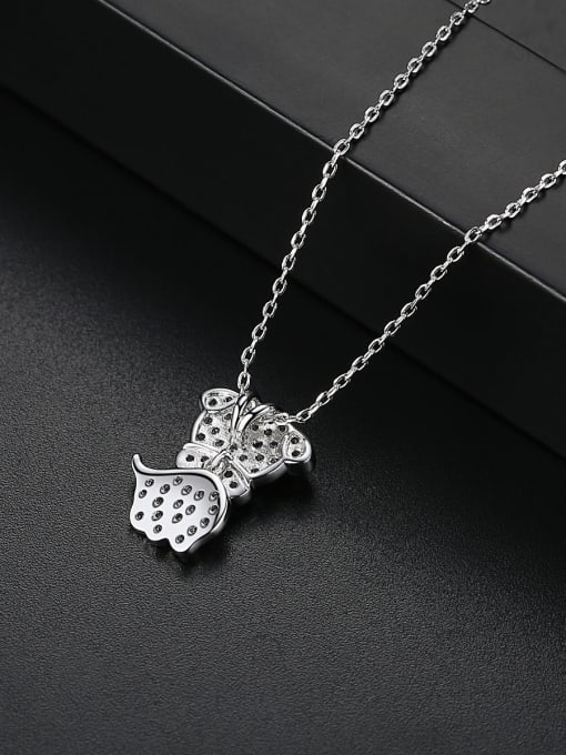 BLING SU Copper With 3A cubic zirconia Cute dog Necklaces 3