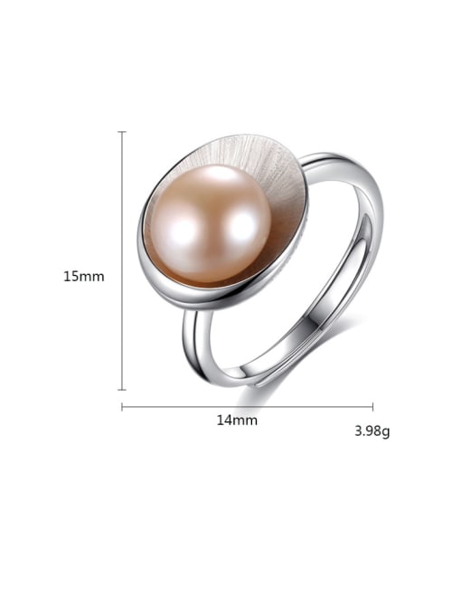 CCUI Sterling Silver 9-9.5mm natural pearl free size ring 4