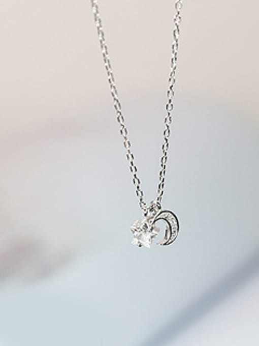 Peng Yuan Tiny Moon Star Zircon Necklace 0