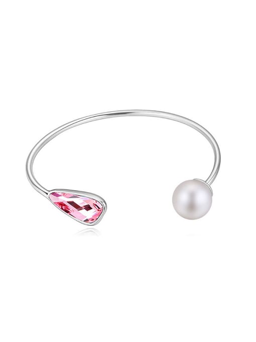 pink Simple austrian Crystal Imitation Pearl Opening Bangle