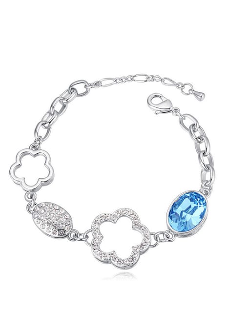 light blue Fashion austrian Crystals Flowery Alloy Bracelet